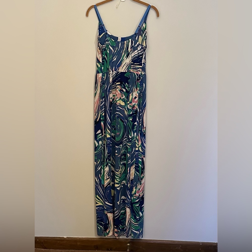 Large Studio West Colorful, adj. staples, poly/spandex, like new. Price Reduced